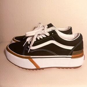 Vans Old Skool Stacked Black & White Platform Shoes